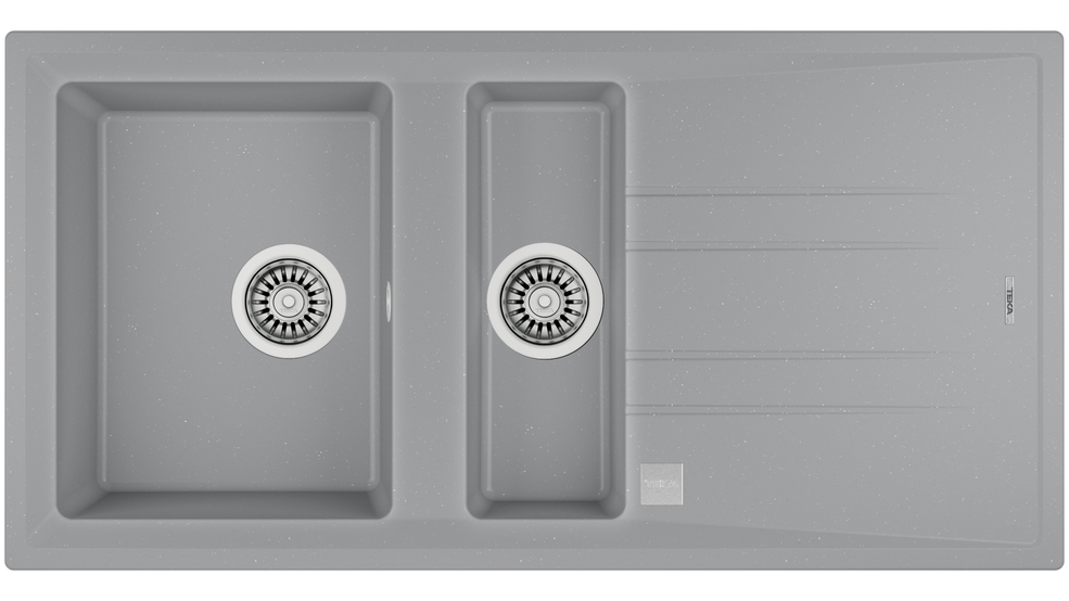 TEKA MAESTRO>Stone 60 B-TG Bir Büyük Hazne Bir Küçük Hazne ve Damlalıklı Tegranite Eviye Metalik gri