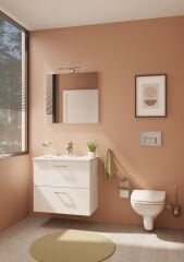 VitrA Mia Banyo Dolabı Seti 80 cm, Çekmeceli, (Lavabo Dolabı, Düz Ayna), Parlak Beyaz