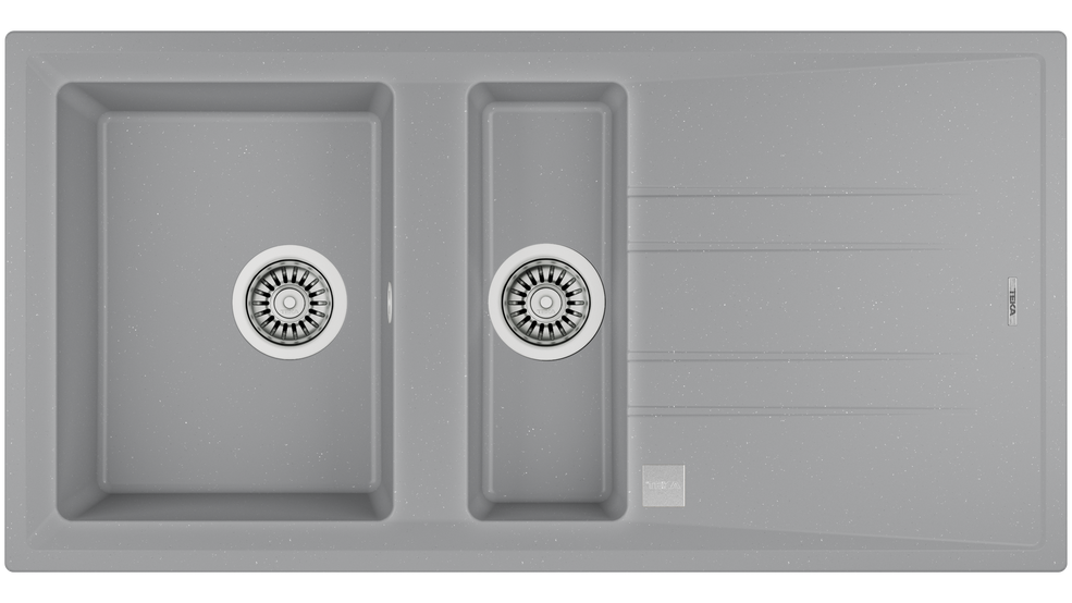 TEKA MAESTRO>Stone 60 B-TG Bir Büyük Hazne Bir Küçük Hazne ve Damlalıklı Tegranite Eviye Metalik gri