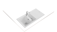 TEKA MAESTRO>Stone 60 B-TG Bir Büyük Hazne Bir Küçük Hazne ve Damlalıklı Tegranite Eviye Beyaz