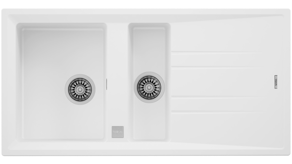 TEKA MAESTRO>Stone 60 B-TG Bir Büyük Hazne Bir Küçük Hazne ve Damlalıklı Tegranite Eviye Beyaz