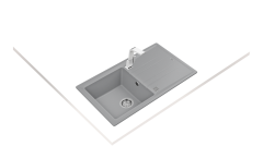 TEKA MAESTRO>Stone 50 B-TG 1B 1D Tek Hazneli Tek Damlalıklı Tegranite Eviye Metalik Gri