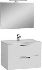 VitrA Mia Banyo Dolabı Seti 80 cm, Çekmeceli, (Lavabo Dolabı, Düz Ayna), Parlak Beyaz