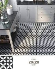 Yurtbay Stamp 20X20 Siyah Mat Yer Duvar Seramiği S17612 - Paket içi 0,68m2 Ürün Minimum Alım 6,8m2