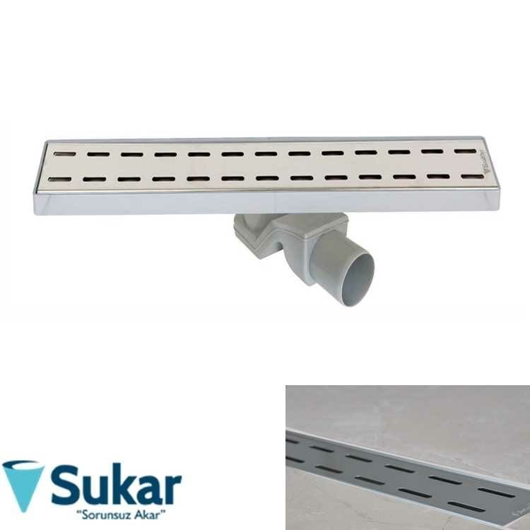 Sukar Line/4-E Lineer Slot Desen Izgaralı Krom Duş kanalı