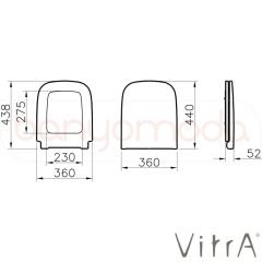 VitrA S20 Klozet Kapağı, Yavaş Kapanır Ürün Kodu : 177-003-009