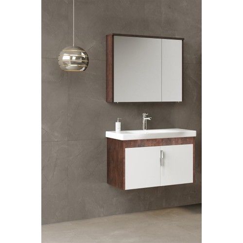 ORKA LUNA SIKMA 80 CM KAHVE TAŞ TAKIM BANYO DOLABI