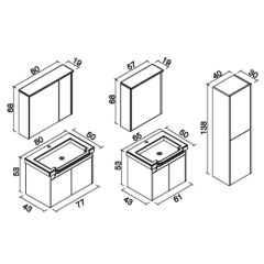 ORKA LUNA SIKMA 80 CM KAHVE TAŞ TAKIM BANYO DOLABI