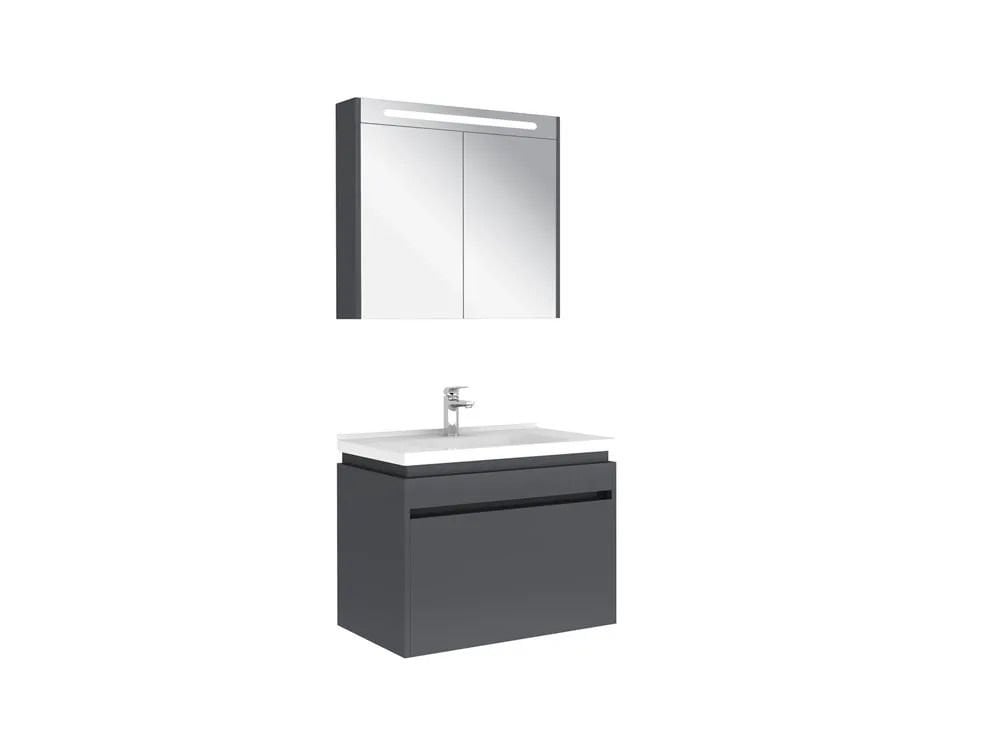 Kale Idea 2.0 80 Cm Parlak Antrasit Tek Çekmeceli Banyo Dolabı Takımı 610100200491