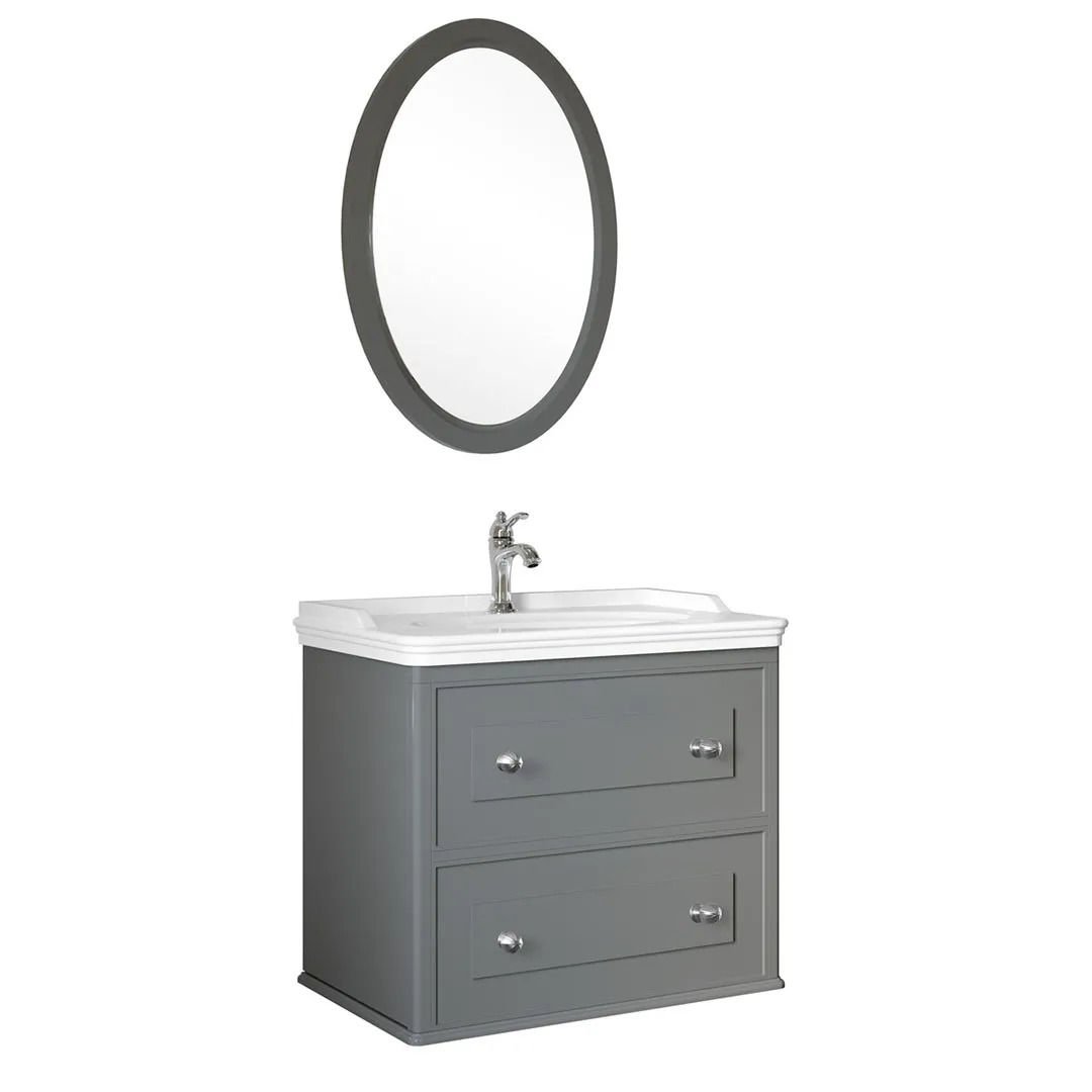 Kale Miro 80 Cm Mat Gri Banyo Dolabı Takımı 610100200138