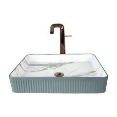 PURE MARMO 50 CM MAT GRİ CALACATTA TEZGAH ÜSTÜ ÇANAK LAVABO MR-115