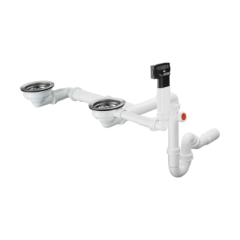 HANSGROHE Grafit Siyahı Çift Gözlü Ankastre Eviye + Manuel Sifon ve Süzgeci - (HG.43315170+HG.43928000)