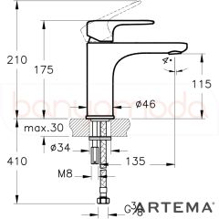 ARTEMA ROOT RAOND LAVABO BATARYASI (YÜKSEK) ALTIN A4270623