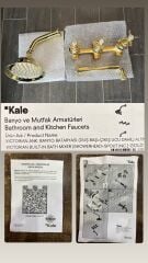 KALE VICTORIAN ANKASTRE BANYO BAT + DUŞ BAŞLIĞI ALTIN 410200500699
